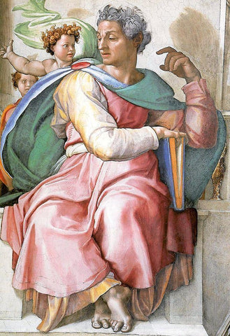 Isaiah Black Ornate Wood Framed Art Print with Double Matting by Michelangelo