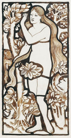 Eve Black Ornate Wood Framed Art Print with Double Matting by Burne–Jones, Edward