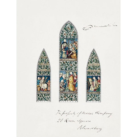 Design for Stained Glass-Southeast Window Nave-Paisley Abbey-Scotland Black Modern Wood Framed Art Print with Double Matting by Burne–Jones, Edward