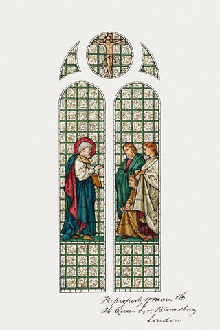 Design for Stained Glass Window-St. Pauls Church-Boston-MA Black Ornate Wood Framed Art Print with Double Matting by Burne–Jones, Edward