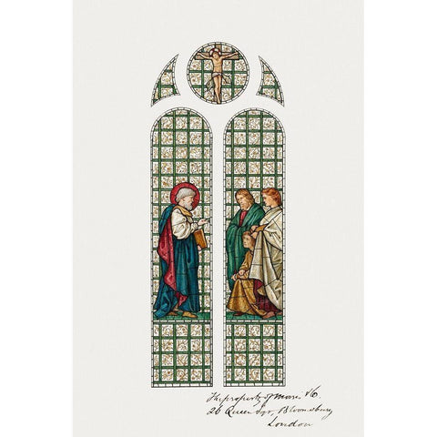 Design for Stained Glass Window-St. Pauls Church-Boston-MA Black Modern Wood Framed Art Print with Double Matting by Burne–Jones, Edward