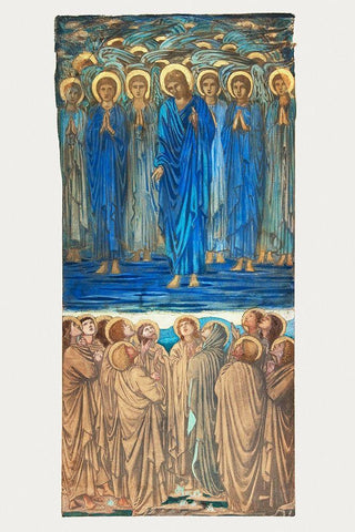 Ascension of Christ Black Ornate Wood Framed Art Print with Double Matting by Burne–Jones, Edward