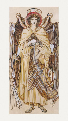 The Angels of the Hierarchy-Seraphim White Modern Wood Framed Art Print with Double Matting by Burne–Jones, Edward