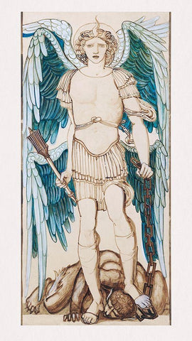 The Angels of the Hierarchy-Principates White Modern Wood Framed Art Print with Double Matting by Burne–Jones, Edward