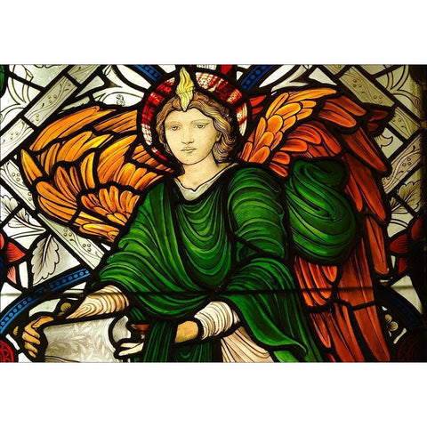 Stained Glass Church Window St Mungo Glasgow White Modern Wood Framed Art Print by Burne–Jones, Edward