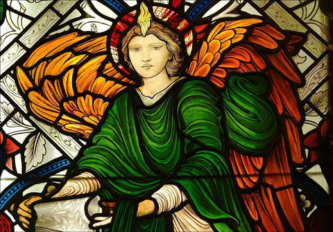 Stained Glass Church Window St Mungo Glasgow White Modern Wood Framed Art Print with Double Matting by Burne–Jones, Edward