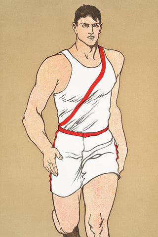 Runner 1908 White Modern Wood Framed Art Print with Double Matting by Penfield, Edward