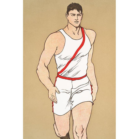 Runner 1908 Gold Ornate Wood Framed Art Print with Double Matting by Penfield, Edward