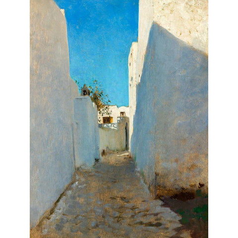 A Moroccan Street Scene Black Modern Wood Framed Art Print by Sargent, John Singer