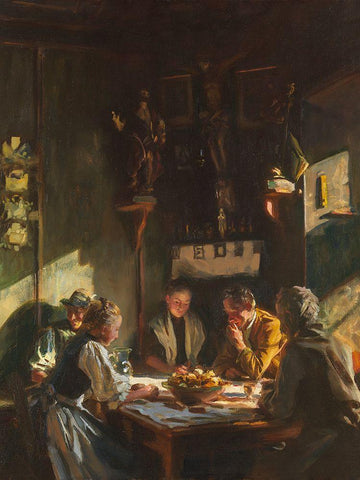 Tyrolese Interior White Modern Wood Framed Art Print with Double Matting by Sargent, John Singer