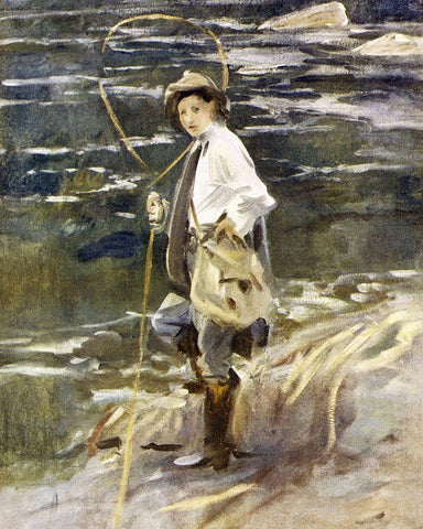 Angling in British Art Through Five Centuries White Modern Wood Framed Art Print with Double Matting by Sargent, John Singer