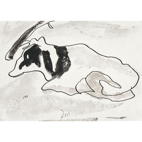 Cow II Black Modern Wood Framed Art Print by Dove, Arthur