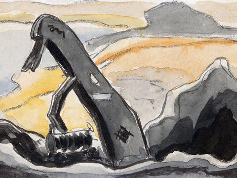 Steam Shovel–Port Washington Black Ornate Wood Framed Art Print with Double Matting by Dove, Arthur