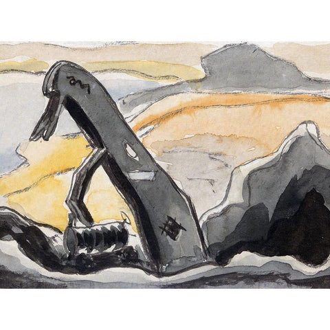 Steam Shovel–Port Washington Black Modern Wood Framed Art Print by Dove, Arthur