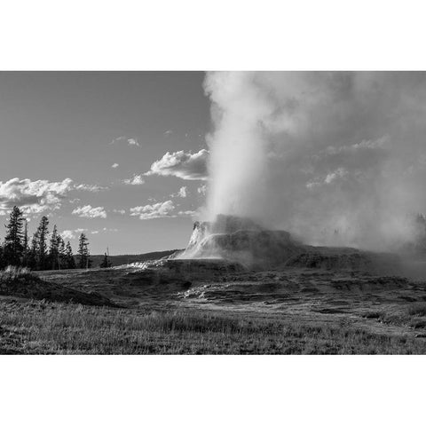 Castle Geyser late Evening, Yellowstone National Park Black Modern Wood Framed Art Print by Frank, Jacob W.