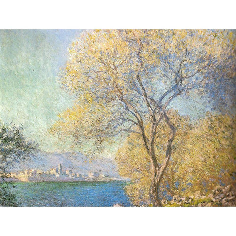 Antibes 1888 Gold Ornate Wood Framed Art Print with Double Matting by Monet, Claude