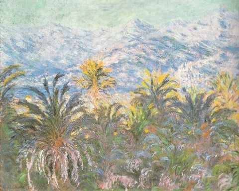 Bordighera I 1884 Black Ornate Wood Framed Art Print with Double Matting by Monet, Claude