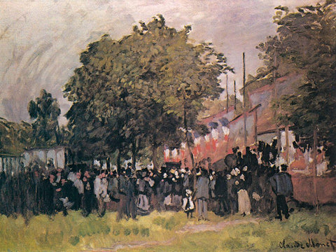 Fete d’Argenteuil 1872 White Modern Wood Framed Art Print with Double Matting by Monet, Claude