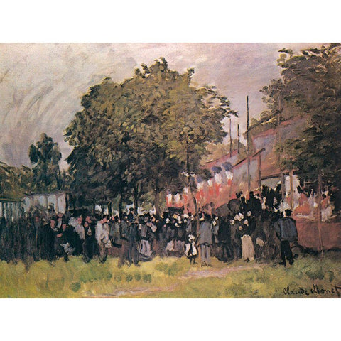 Fete d’Argenteuil 1872 White Modern Wood Framed Art Print by Monet, Claude
