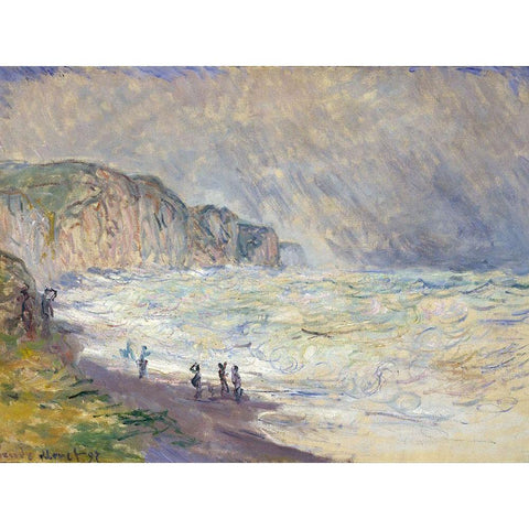 Heavy Sea at Pourville 1897 Black Modern Wood Framed Art Print with Double Matting by Monet, Claude