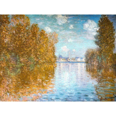 The Seine at Argenteuil 1873 Gold Ornate Wood Framed Art Print with Double Matting by Monet, Claude