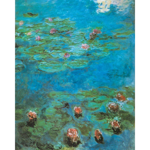 Water-lilies 1920 White Modern Wood Framed Art Print by Monet, Claude