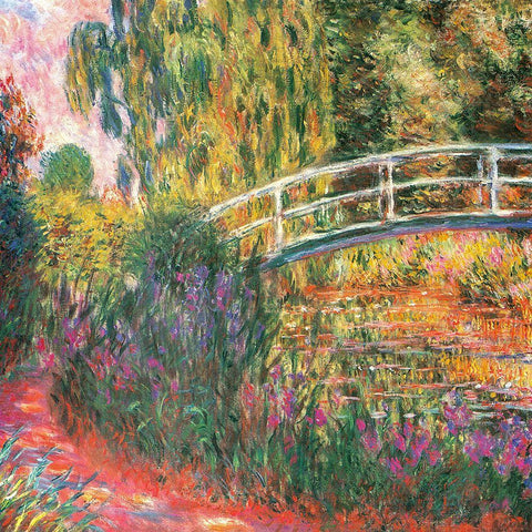 Water-lily pond-water irises 1900 White Modern Wood Framed Art Print with Double Matting by Monet, Claude
