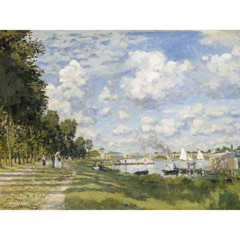Le Bassin d’Argenteuil 1872 Black Modern Wood Framed Art Print with Double Matting by Monet, Claude