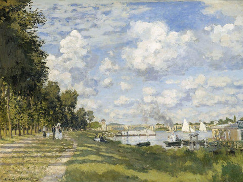 Le Bassin d’Argenteuil 1872 Black Ornate Wood Framed Art Print with Double Matting by Monet, Claude