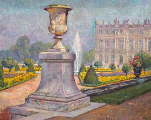 View of Versailles Black Ornate Wood Framed Art Print with Double Matting by Wegener, Gerda