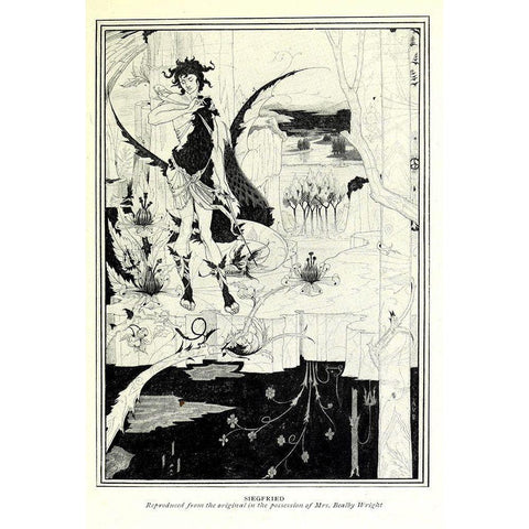 Siegfried 1909 Black Modern Wood Framed Art Print with Double Matting by Beardsley, Aubrey