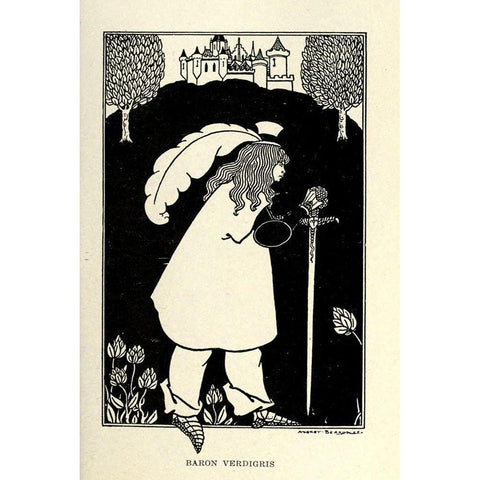 Baron Verdigris 1918 White Modern Wood Framed Art Print by Beardsley, Aubrey