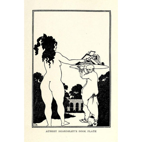 Book plate 1918 Gold Ornate Wood Framed Art Print with Double Matting by Beardsley, Aubrey