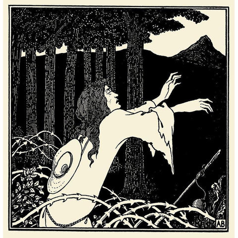 Venus and Tannhauser Black Modern Wood Framed Art Print with Double Matting by Beardsley, Aubrey