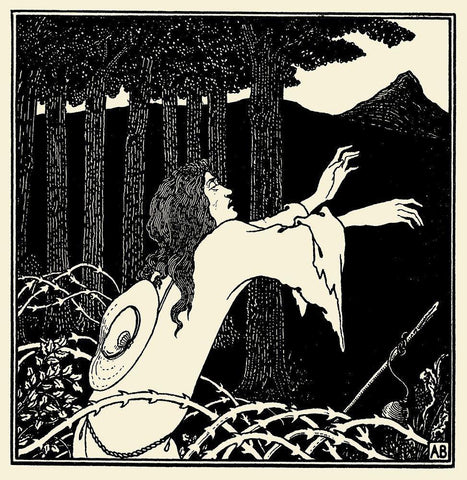 Venus and Tannhauser White Modern Wood Framed Art Print with Double Matting by Beardsley, Aubrey