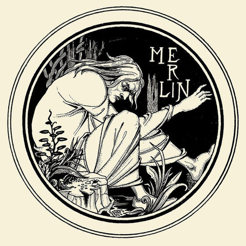 Morte DArthur 1893 - Merlin White Modern Wood Framed Art Print with Double Matting by Beardsley, Aubrey