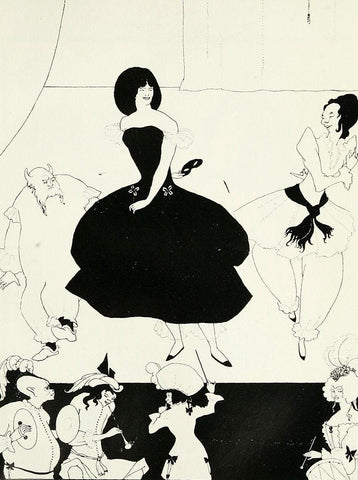 Yellow Book 1894 Vol.2 - Marionettes 3 Black Ornate Wood Framed Art Print with Double Matting by Beardsley, Aubrey