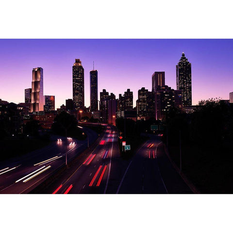 Night Skyline of Atlanta-Georgia I Black Modern Wood Framed Art Print by Highsmith, Carol