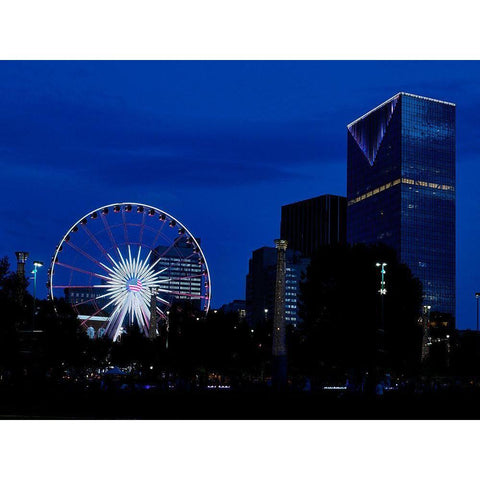 Night Skyline of Atlanta-Georgia II Black Modern Wood Framed Art Print with Double Matting by Highsmith, Carol