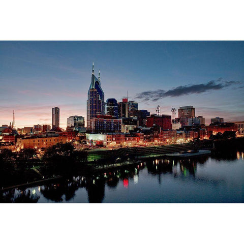Nashville-Tennessee Skyline White Modern Wood Framed Art Print by Highsmith, Carol