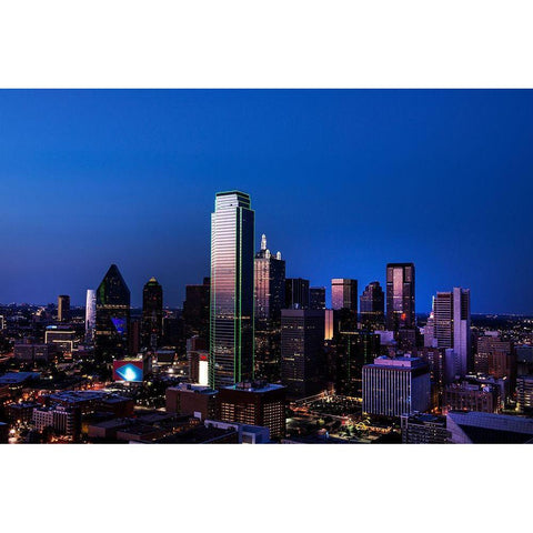 Dallas Skyline at Night Gold Ornate Wood Framed Art Print with Double Matting by Highsmith, Carol