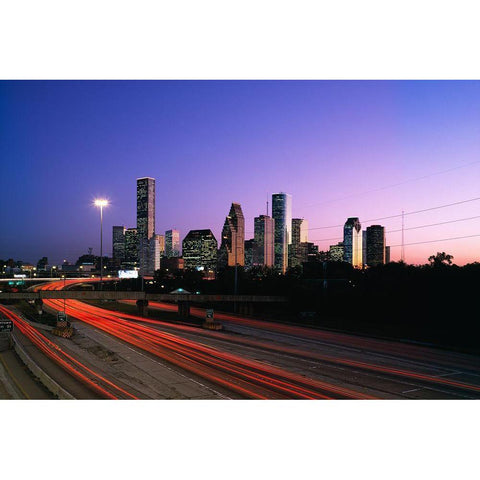 Houston-Texas Skyline III Black Modern Wood Framed Art Print with Double Matting by Highsmith, Carol
