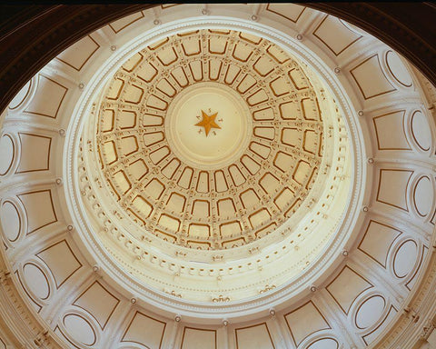 The Rotunda Ceiling of the Texas Capitol in Austin White Modern Wood Framed Art Print with Double Matting by Highsmith, Carol