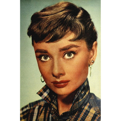 Audrey Hepburn, 1954 Black Modern Wood Framed Art Print by Vintage Hollywood Archive