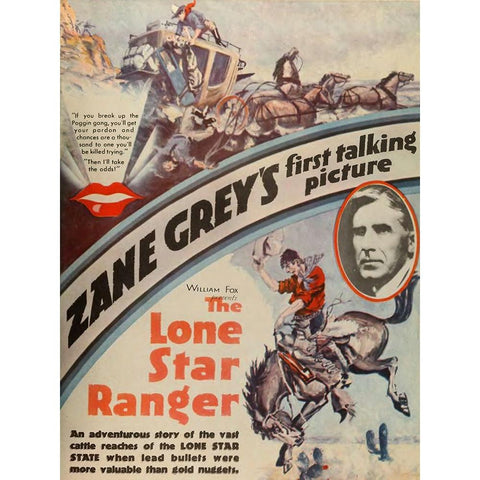 The Lone Star Ranger-1929 White Modern Wood Framed Art Print by Vintage Hollywood Archive