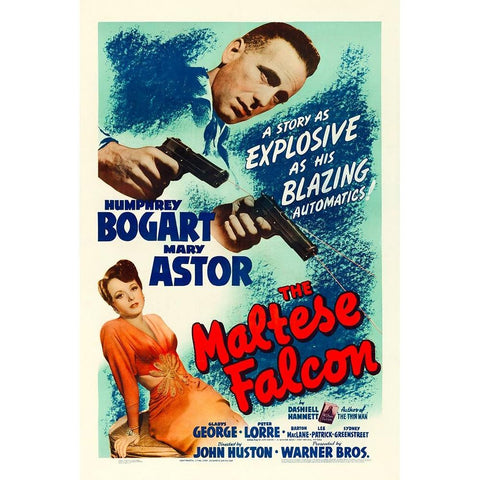 The Maltese Falcon-1941 White Modern Wood Framed Art Print by Vintage Hollywood Archive