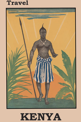 Kenya Africa Travel Poster White Modern Wood Framed Art Print with Double Matting by Vintage Travel Posters