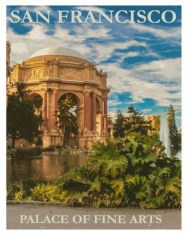 Palace of Fine Arts San Francisco Travel Poster White Modern Wood Framed Art Print with Double Matting by Vintage Travel Posters
