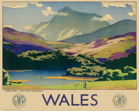 Wales Travel Poster White Modern Wood Framed Art Print with Double Matting by Vintage Travel Posters