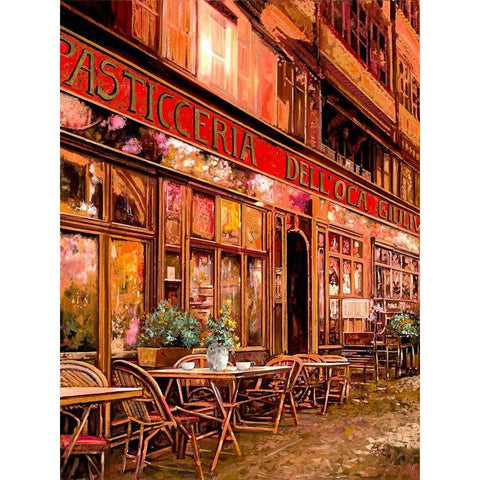 La Pasticceria DellOca Giuliva Gold Ornate Wood Framed Art Print with Double Matting by Borelli, Guido